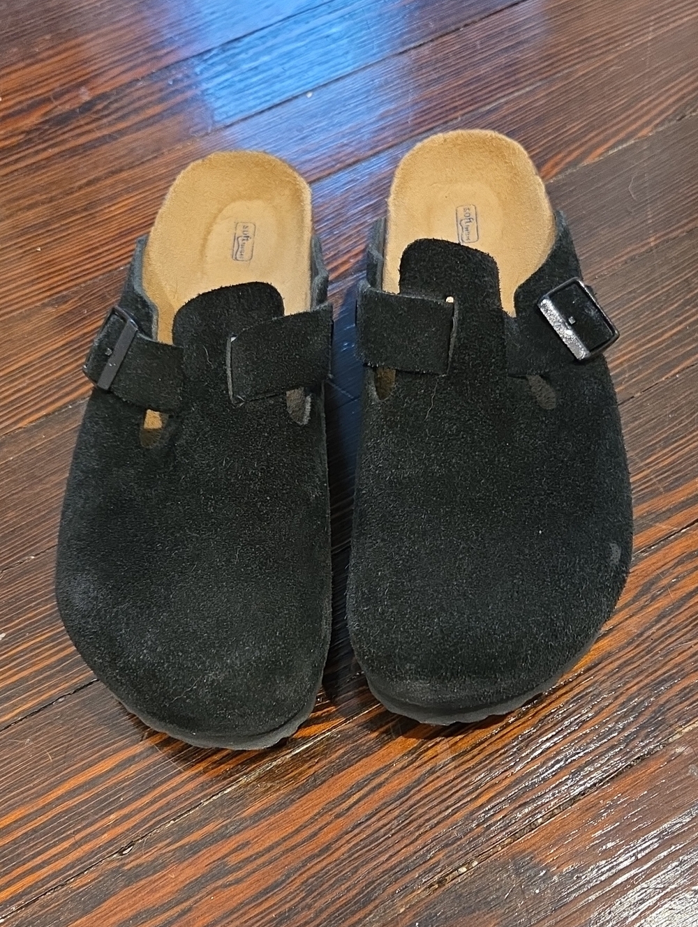 Birkenstock Black Suede Slip-On Clog with Buckles